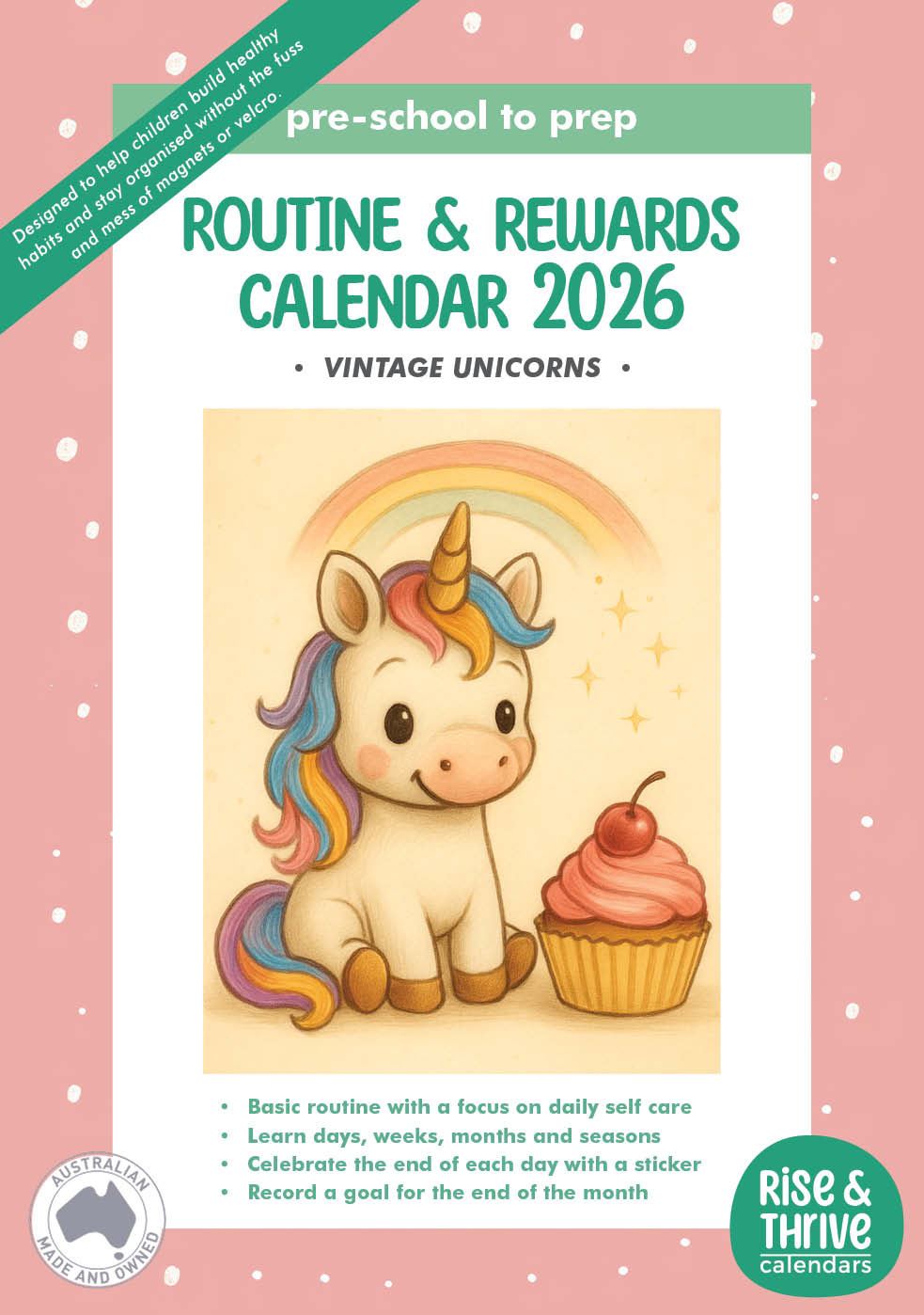 Pre-school to Prep 'Vintage Unicorns' Calendar