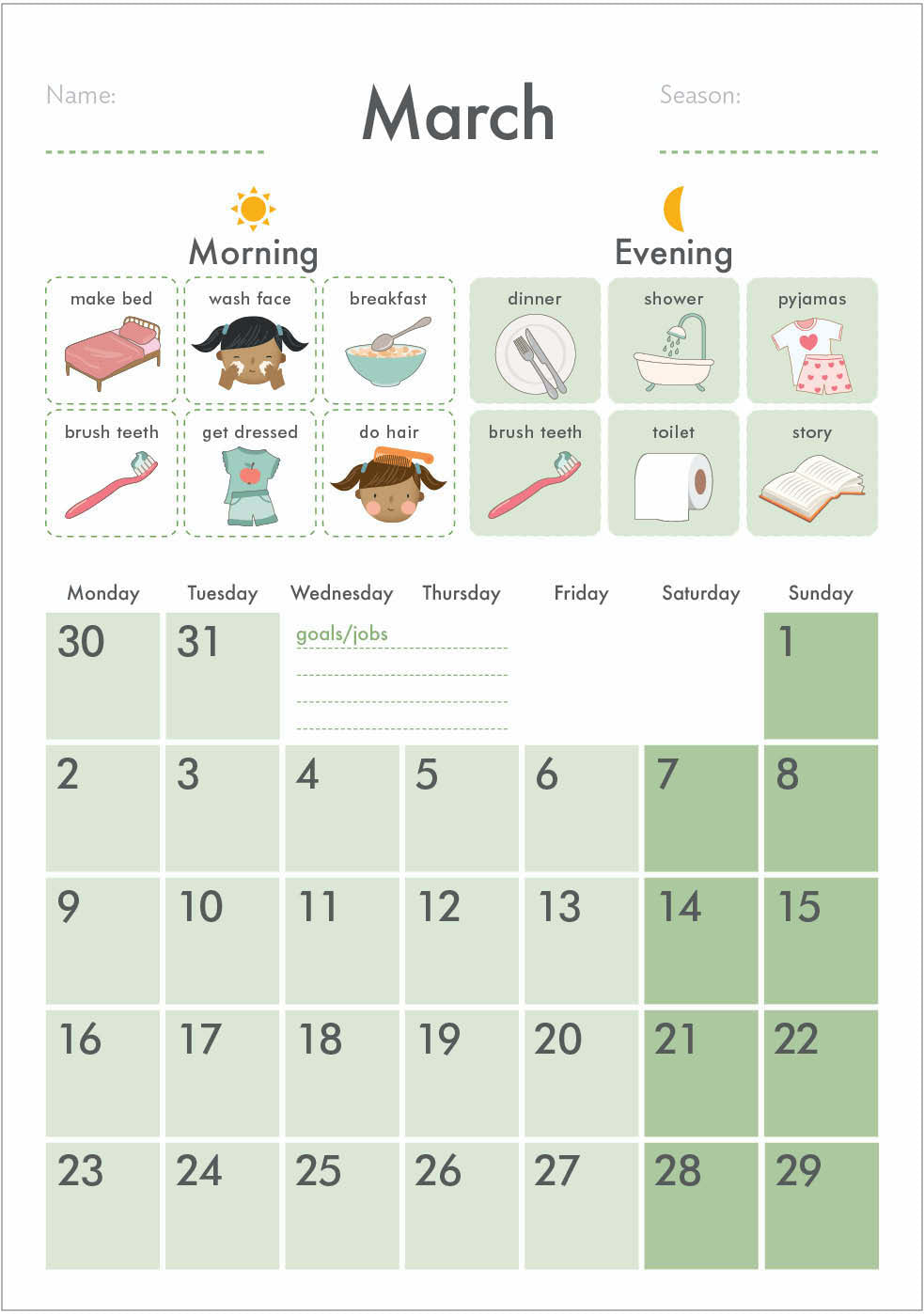 Pre-school to Prep 'Vintage Unicorns' Calendar