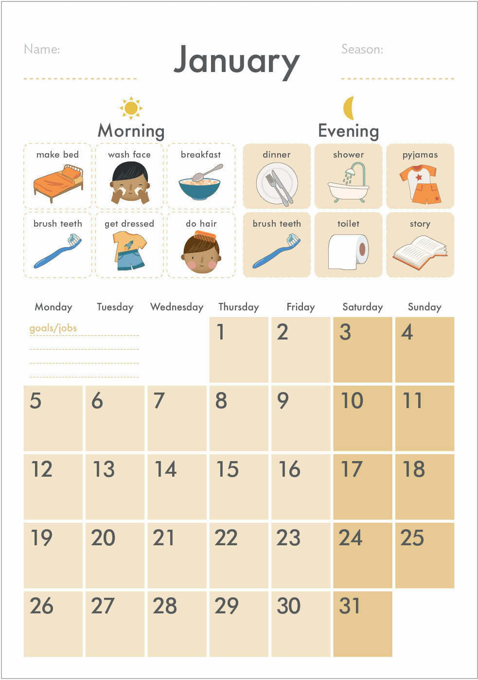 Pre-school to Prep 'Smiley Dinos' Calendar